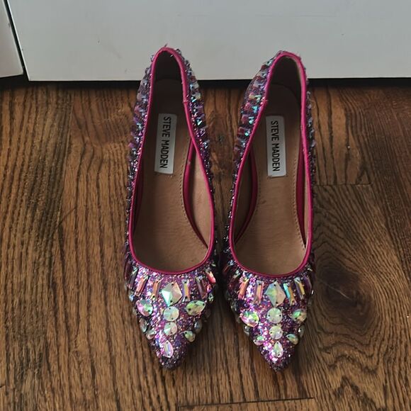 Steve Madden Galaxxie Bright Multicolor Glitter Party Pumps Heels Size 6 - Picture 2 of 5